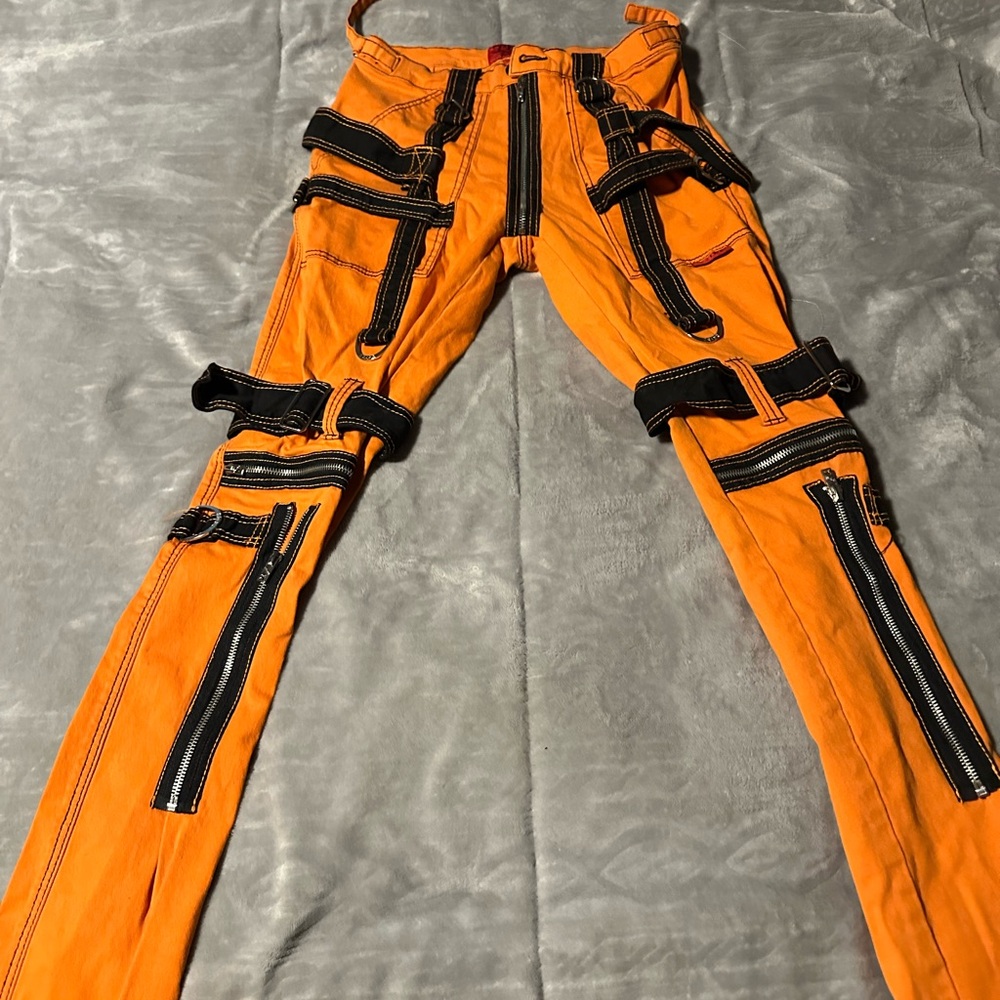 Tripp NYC Orange Cargo Pants with Black Details